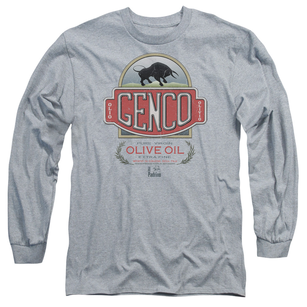 AN OFFCIALLY LICENSED GODFATHER GENCO OLIVE OIL MEN'S LONG SLEEVE T-SHIRT ATHLETIC HEATHER