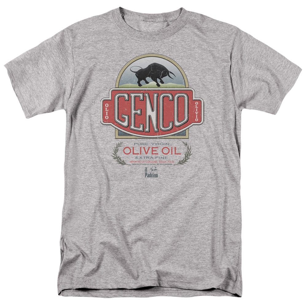 AN OFFCIALLY LICENSED GODFATHER GENCO OLIVE OIL MEN'S REGULAR FIT T-SHIRT ATHLETIC HEATHER