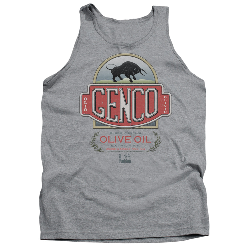 AN OFFCIALLY LICENSED GODFATHER GENCO OLIVE OIL ADULT UNISEX TANK TOP ATHLETIC HEATHER