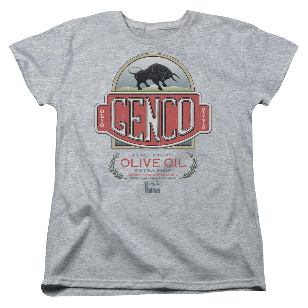AN OFFCIALLY LICENSED GODFATHER GENCO OLIVE OIL WOMEN'S REGULAR FIT T-SHIRT ATHLETIC HEATHER