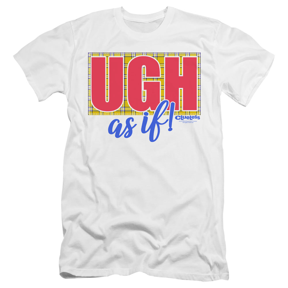 AN OFFCIALLY LICENSED CLUELESS UGH AS IF MEN'S PREMIUM SLIM FIT T-SHIRT WHITE