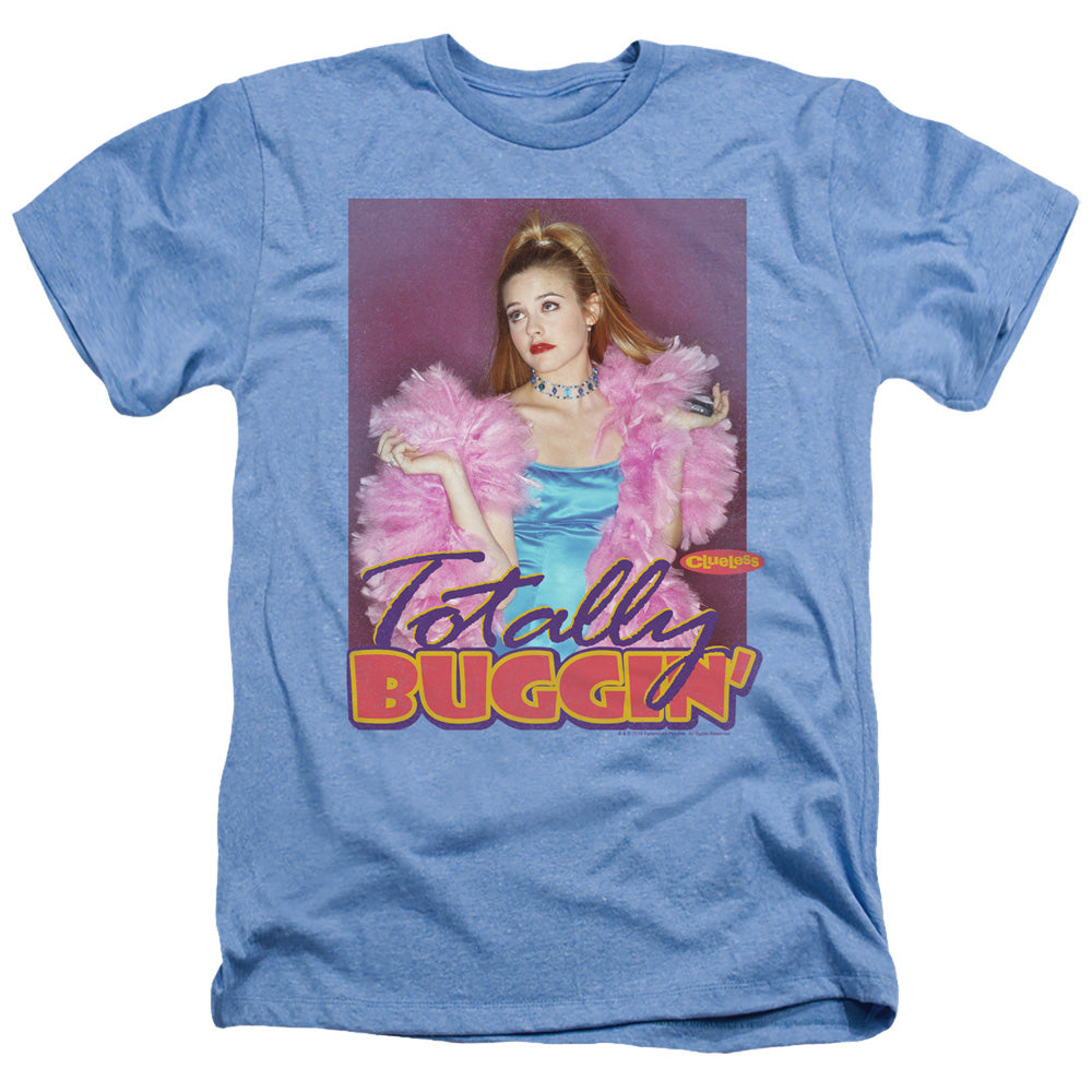 AN OFFCIALLY LICENSED CLUELESS TOTALLY BUGGIN MEN'S HEATHER T-SHIRT LIGHT BLUE