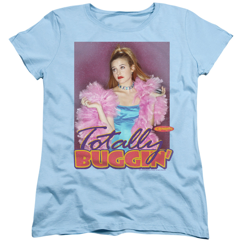 AN OFFCIALLY LICENSED CLUELESS TOTALLY BUGGIN WOMEN'S REGULAR FIT T-SHIRT LIGHT BLUE