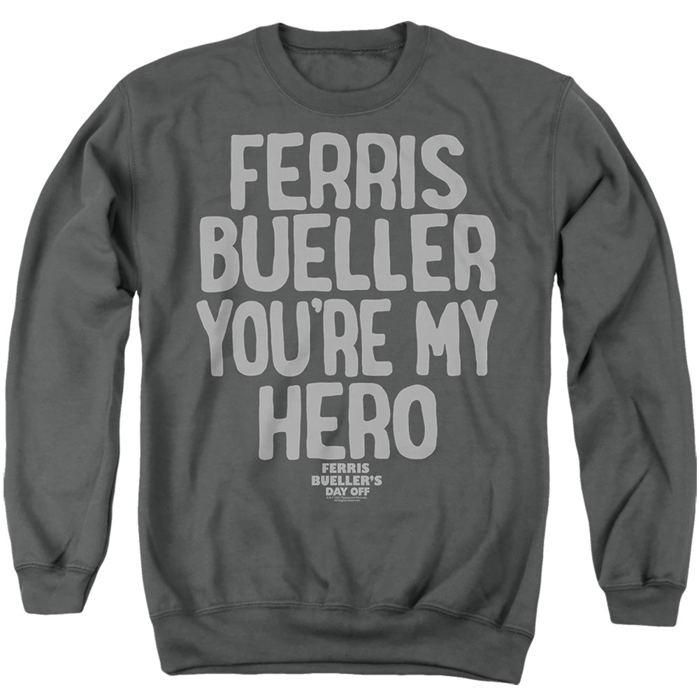 AN OFFCIALLY LICENSED FERRIS BUELLER THE BROMANCE ADULT UNISEX CREWNECK SWEATSHIRT CHARCOAL