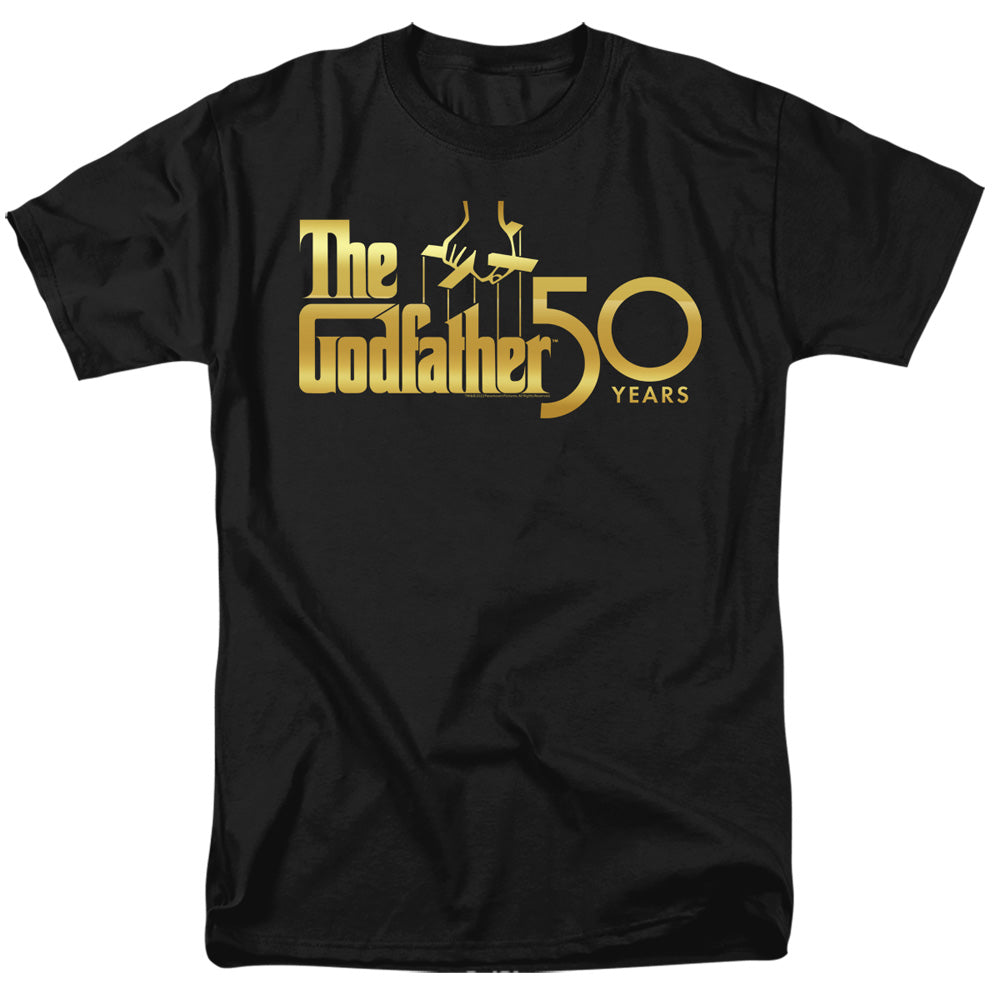 AN OFFCIALLY LICENSED GODFATHER GODFATHER 50TH LOGO MEN'S REGULAR FIT T-SHIRT BLACK