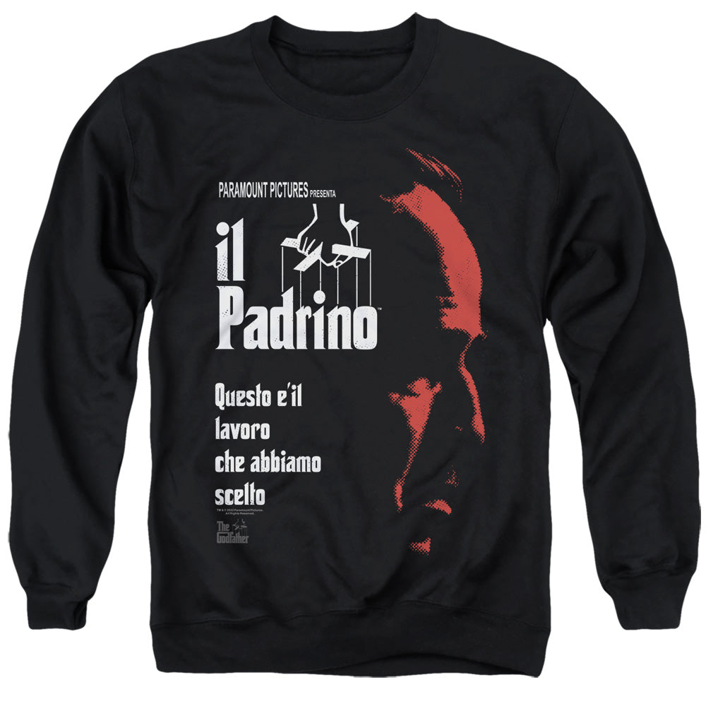AN OFFCIALLY LICENSED GODFATHER ITALIAN PROFILE ADULT UNISEX CREWNECK SWEATSHIRT BLACK