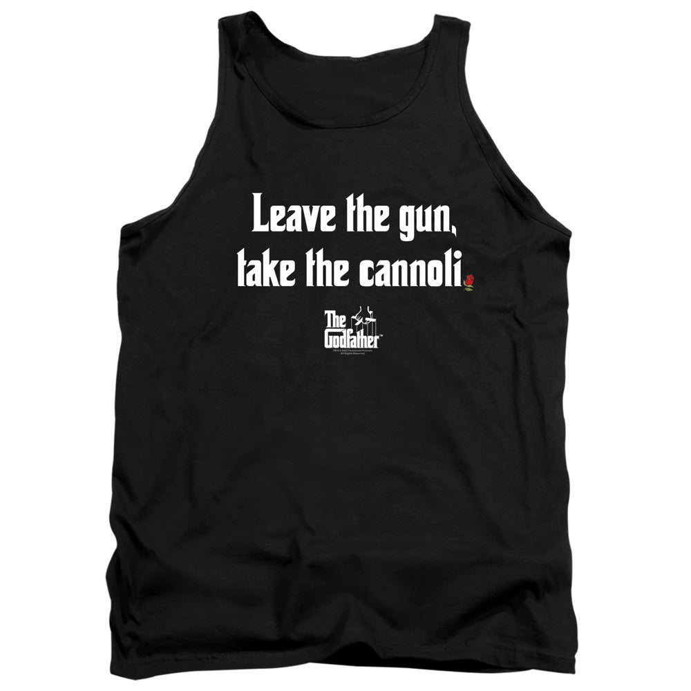AN OFFCIALLY LICENSED GODFATHER GUN CANNOLI ADULT UNISEX TANK TOP BLACK