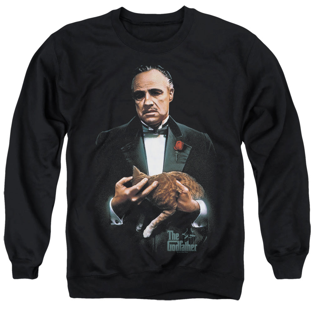 AN OFFCIALLY LICENSED GODFATHER PAINTED POSTER ADULT UNISEX CREWNECK SWEATSHIRT BLACK