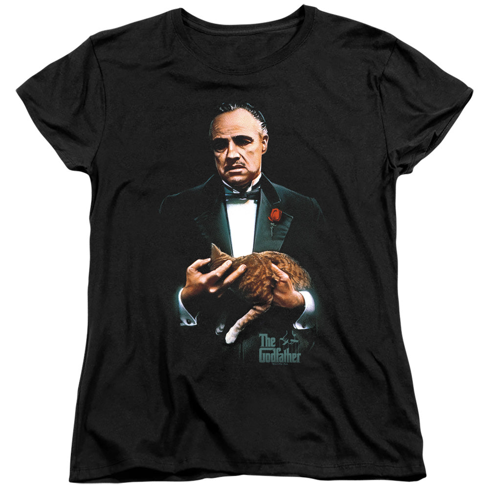 AN OFFCIALLY LICENSED GODFATHER PAINTED POSTER WOMEN'S REGULAR FIT T-SHIRT BLACK