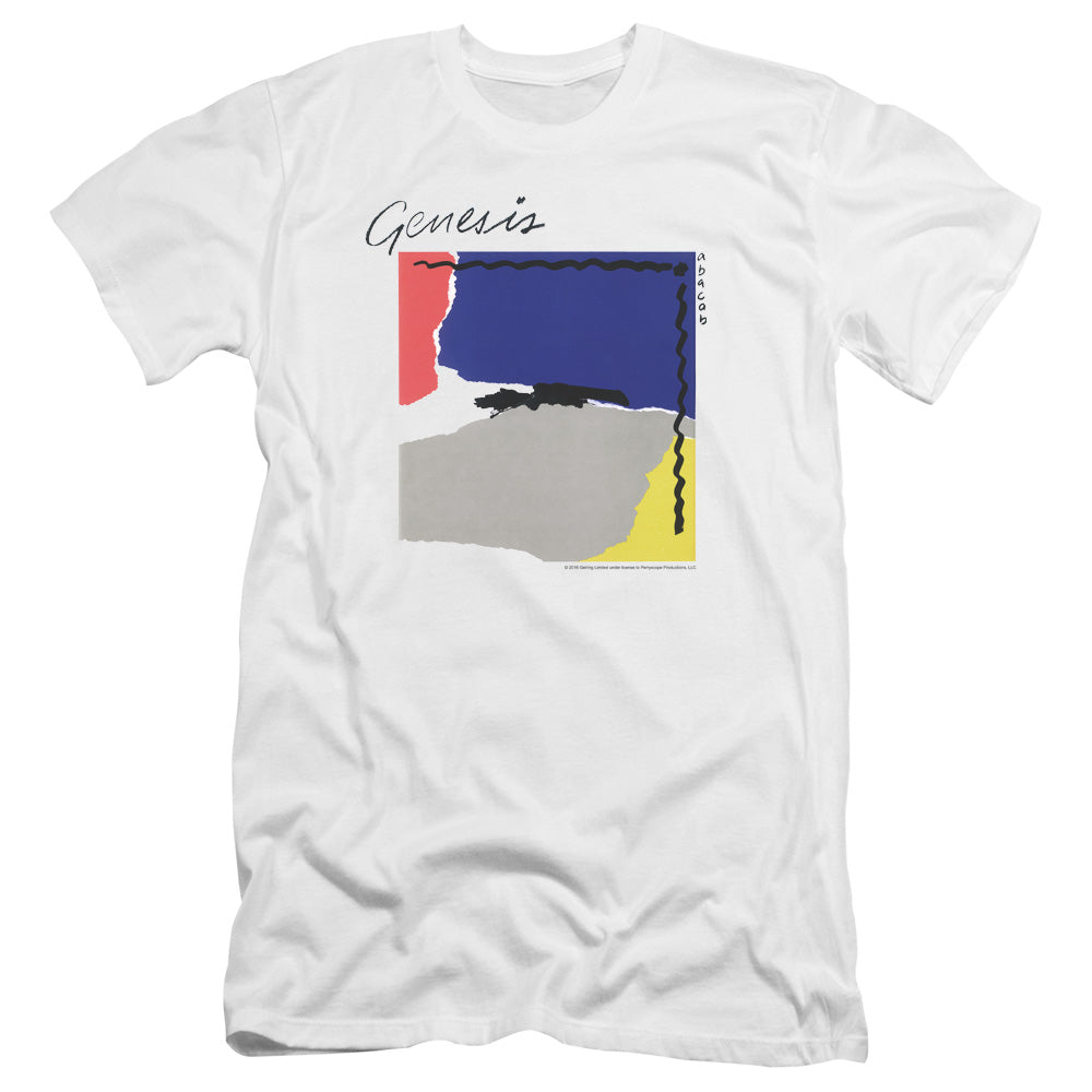 AN OFFCIALLY LICENSED GENESIS ABACAB MEN'S PREMIUM SLIM FIT T-SHIRT WHITE
