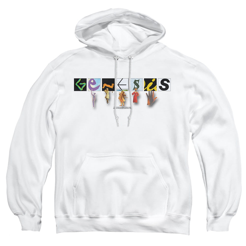 AN OFFCIALLY LICENSED GENESIS NEW LOGO ADULT UNISEX PULLOVER HOODIE WHITE
