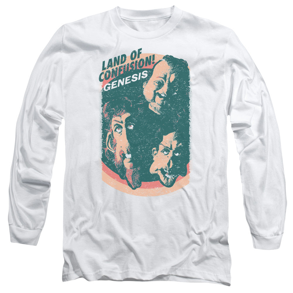 AN OFFCIALLY LICENSED GENESIS LAND OF CONFUSION MEN'S LONG SLEEVE T-SHIRT WHITE