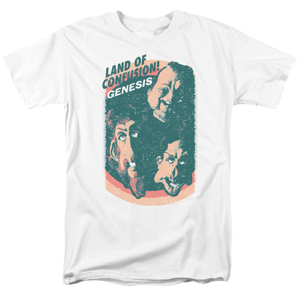 AN OFFCIALLY LICENSED GENESIS LAND OF CONFUSION MEN'S REGULAR FIT T-SHIRT WHITE
