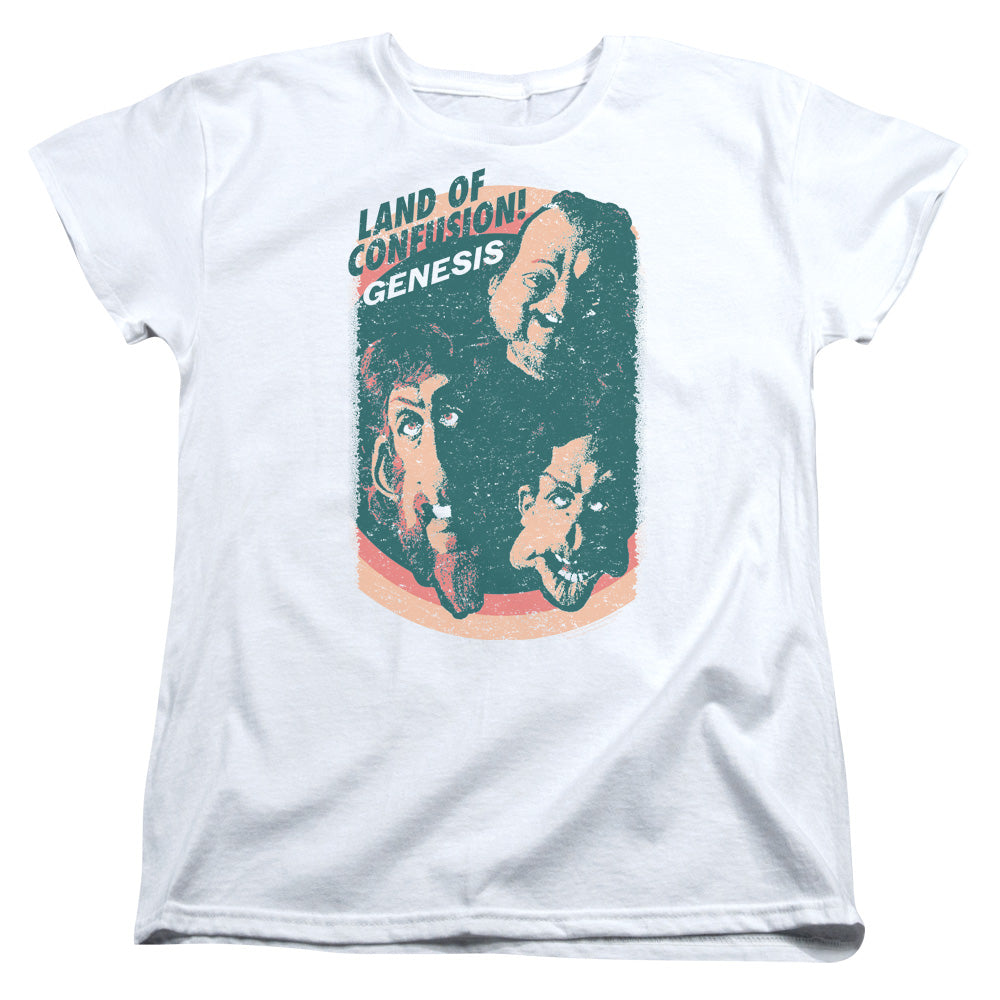 AN OFFCIALLY LICENSED GENESIS LAND OF CONFUSION WOMEN'S REGULAR FIT T-SHIRT WHITE