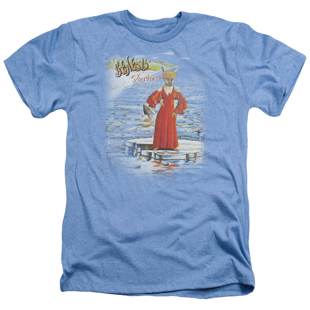 AN OFFCIALLY LICENSED GENESIS LARGE FOXTROT MEN'S HEATHER T-SHIRT LIGHT BLUE