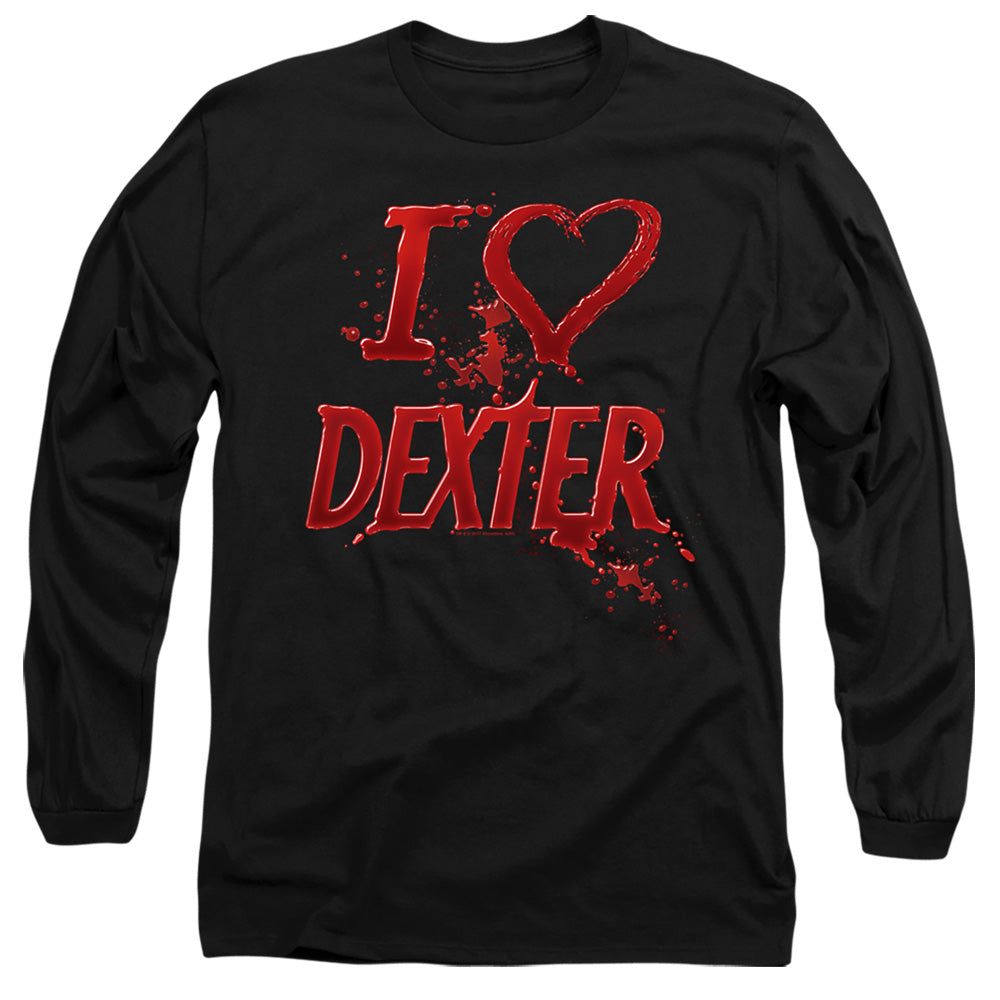 AN OFFCIALLY LICENSED DEXTER I HEART DEXTER MEN'S LONG SLEEVE T-SHIRT BLACK