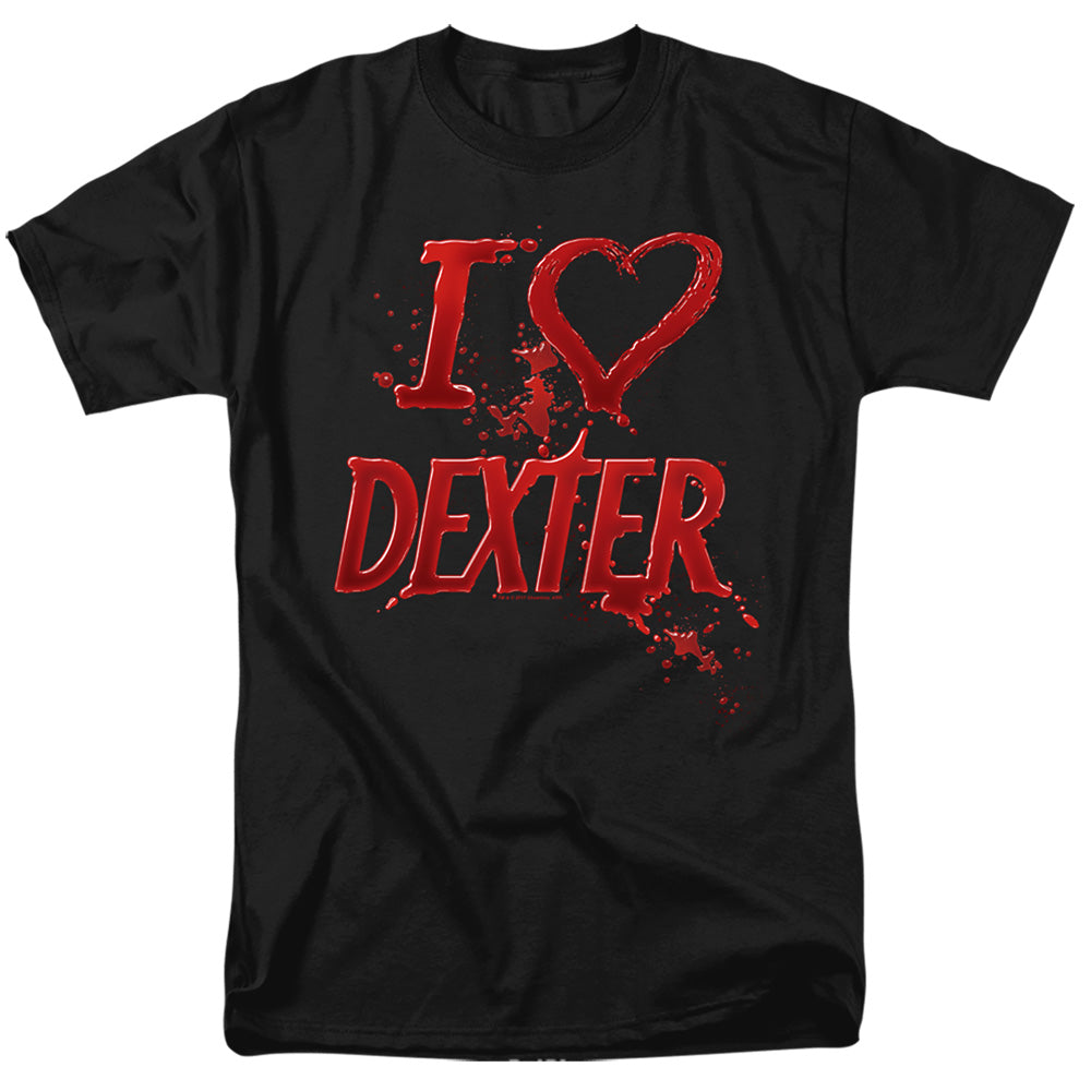 AN OFFCIALLY LICENSED DEXTER I HEART DEXTER MEN'S REGULAR FIT T-SHIRT BLACK