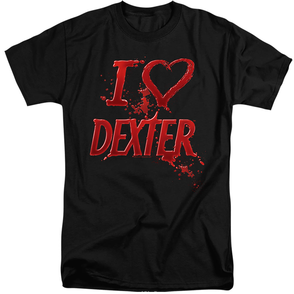 AN OFFCIALLY LICENSED DEXTER I HEART DEXTER MEN'S TALL FIT T-SHIRT BLACK