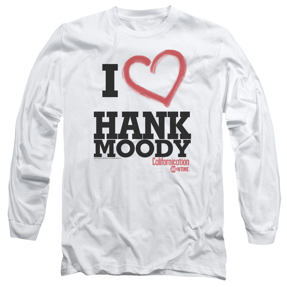 AN OFFCIALLY LICENSED CALIFORNICATION I HEART HANK MOODY MEN'S LONG SLEEVE T-SHIRT WHITE