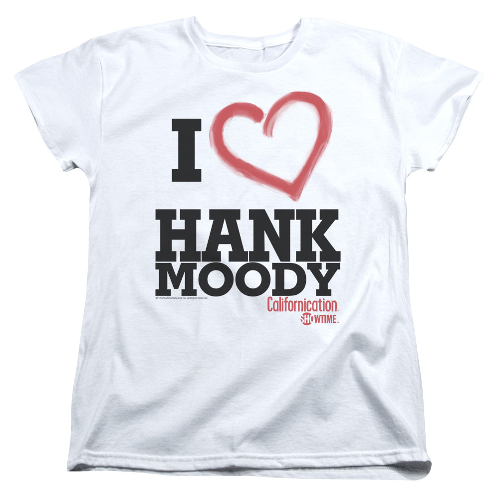 AN OFFCIALLY LICENSED CALIFORNICATION I HEART HANK MOODY WOMEN'S REGULAR FIT T-SHIRT WHITE