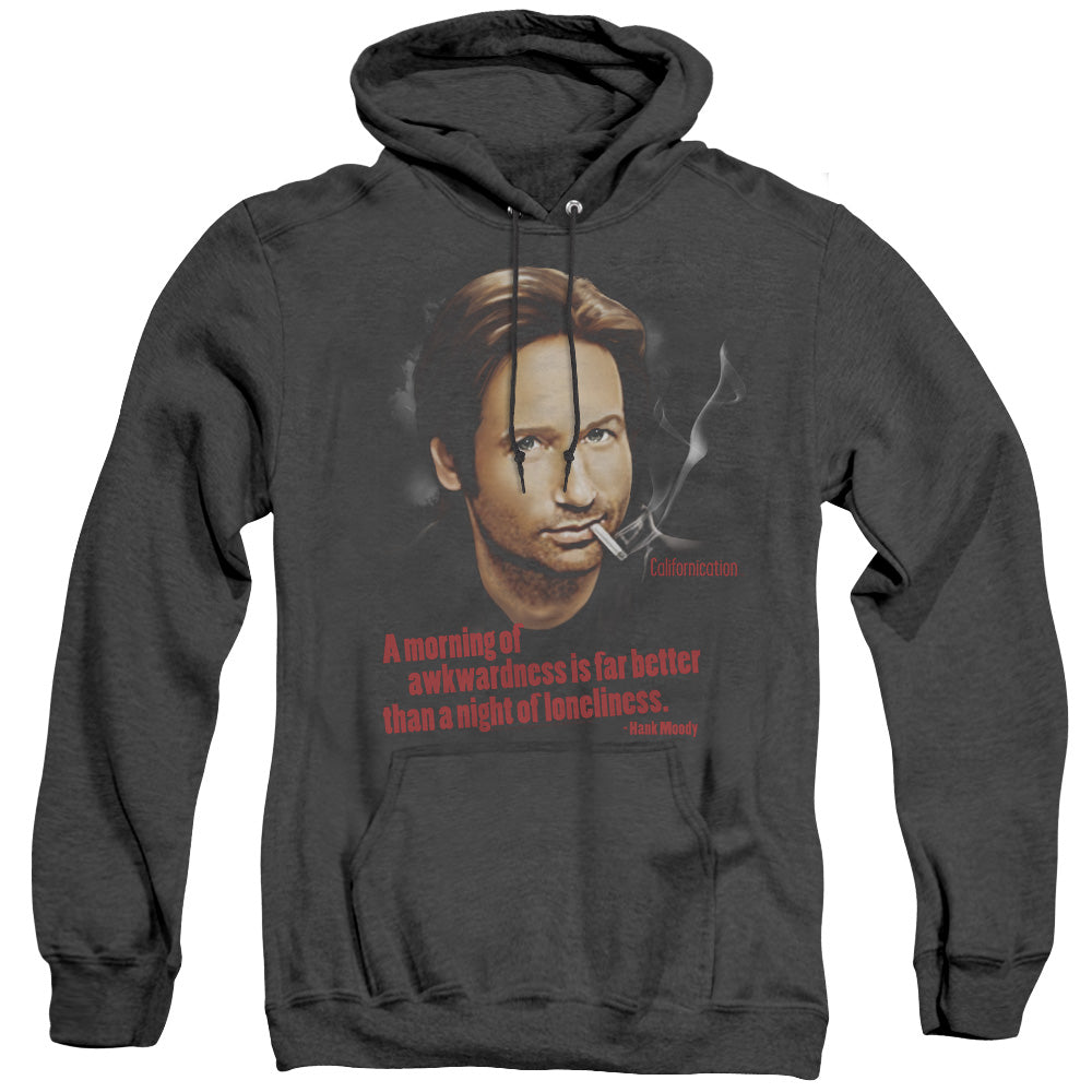 AN OFFCIALLY LICENSED CALIFORNICATION MORNING NIGHT ADULT UNISEX HEATHER PULLOVER HOODIE BLACK