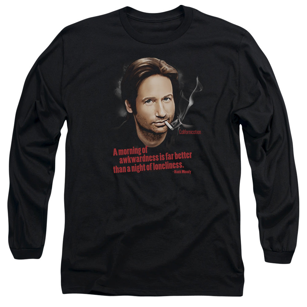 AN OFFCIALLY LICENSED CALIFORNICATION MORNING NIGHT MEN'S LONG SLEEVE T-SHIRT BLACK