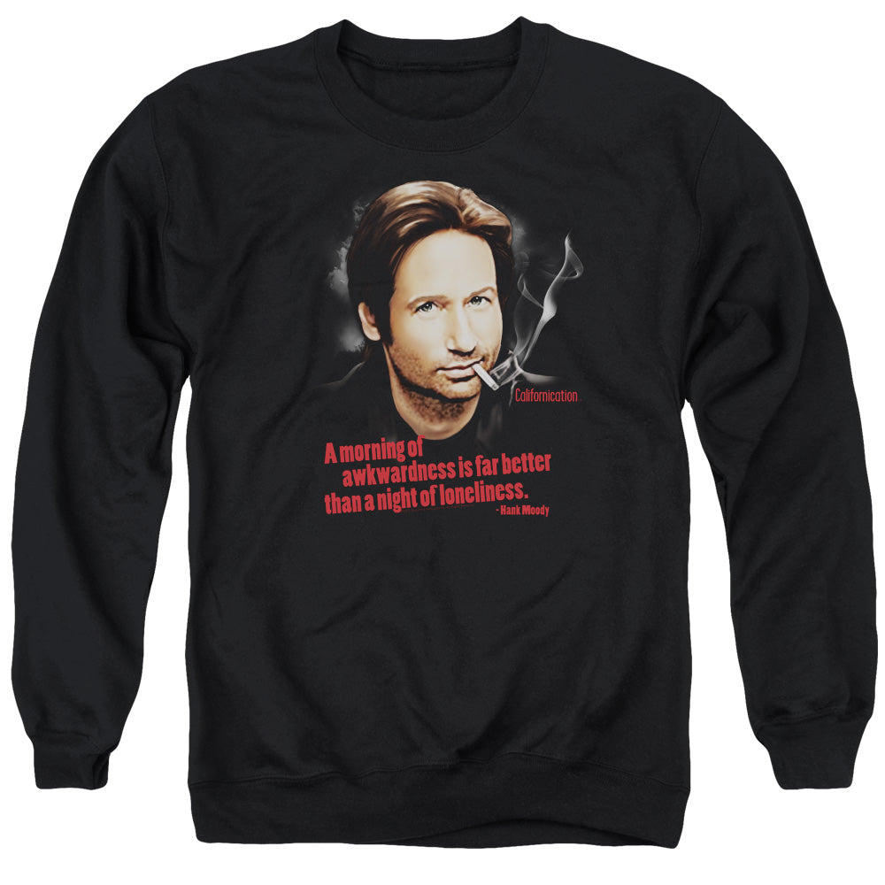 AN OFFCIALLY LICENSED CALIFORNICATION MORNING NIGHT ADULT UNISEX CREWNECK SWEATSHIRT BLACK