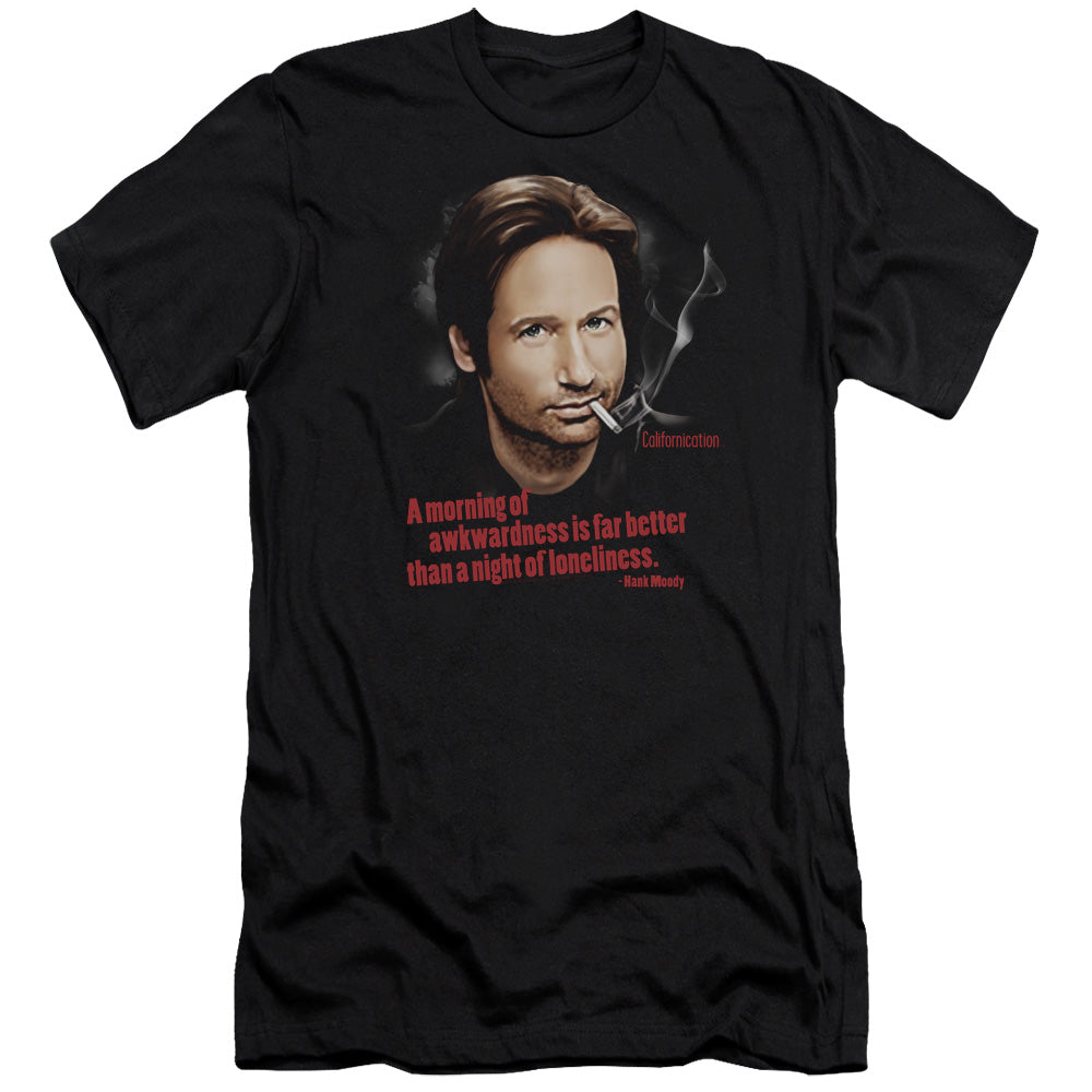 AN OFFCIALLY LICENSED CALIFORNICATION MORNING NIGHT MEN'S PREMIUM SLIM FIT T-SHIRT BLACK