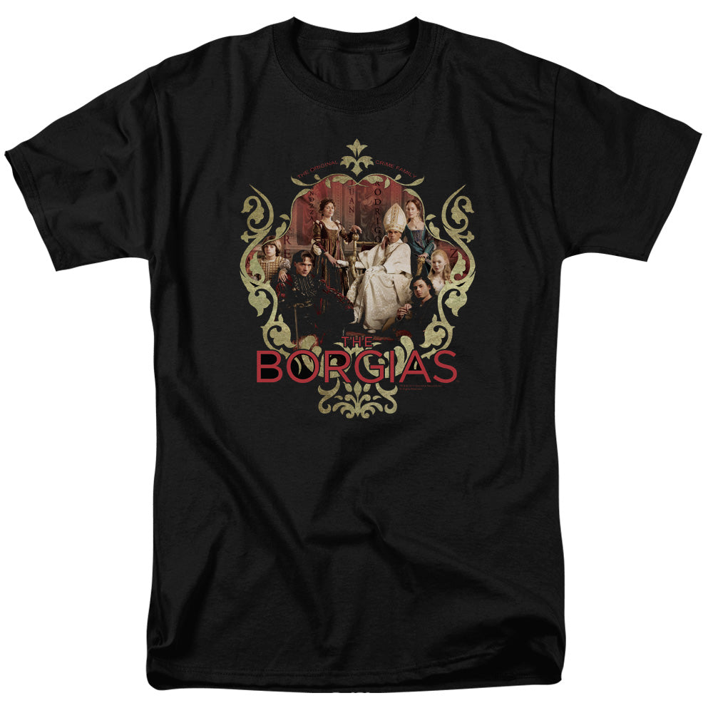 AN OFFCIALLY LICENSED BORGIAS FAMILY PORTRAIT MEN'S REGULAR FIT T-SHIRT BLACK