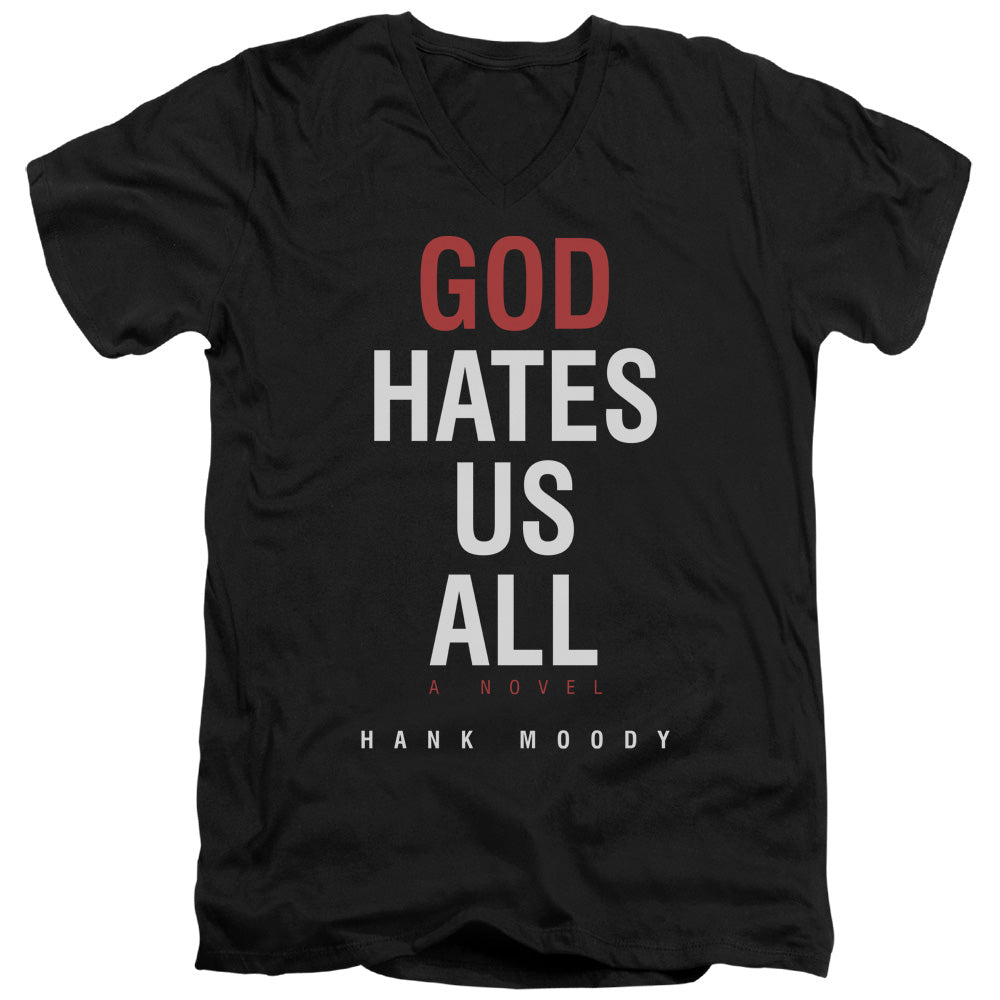 AN OFFCIALLY LICENSED CALIFORNICATION BOOK COVER MEN'S V-NECK T-SHIRT BLACK