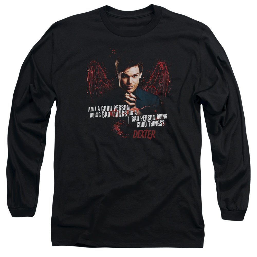 AN OFFCIALLY LICENSED DEXTER GOOD BAD MEN'S LONG SLEEVE T-SHIRT BLACK