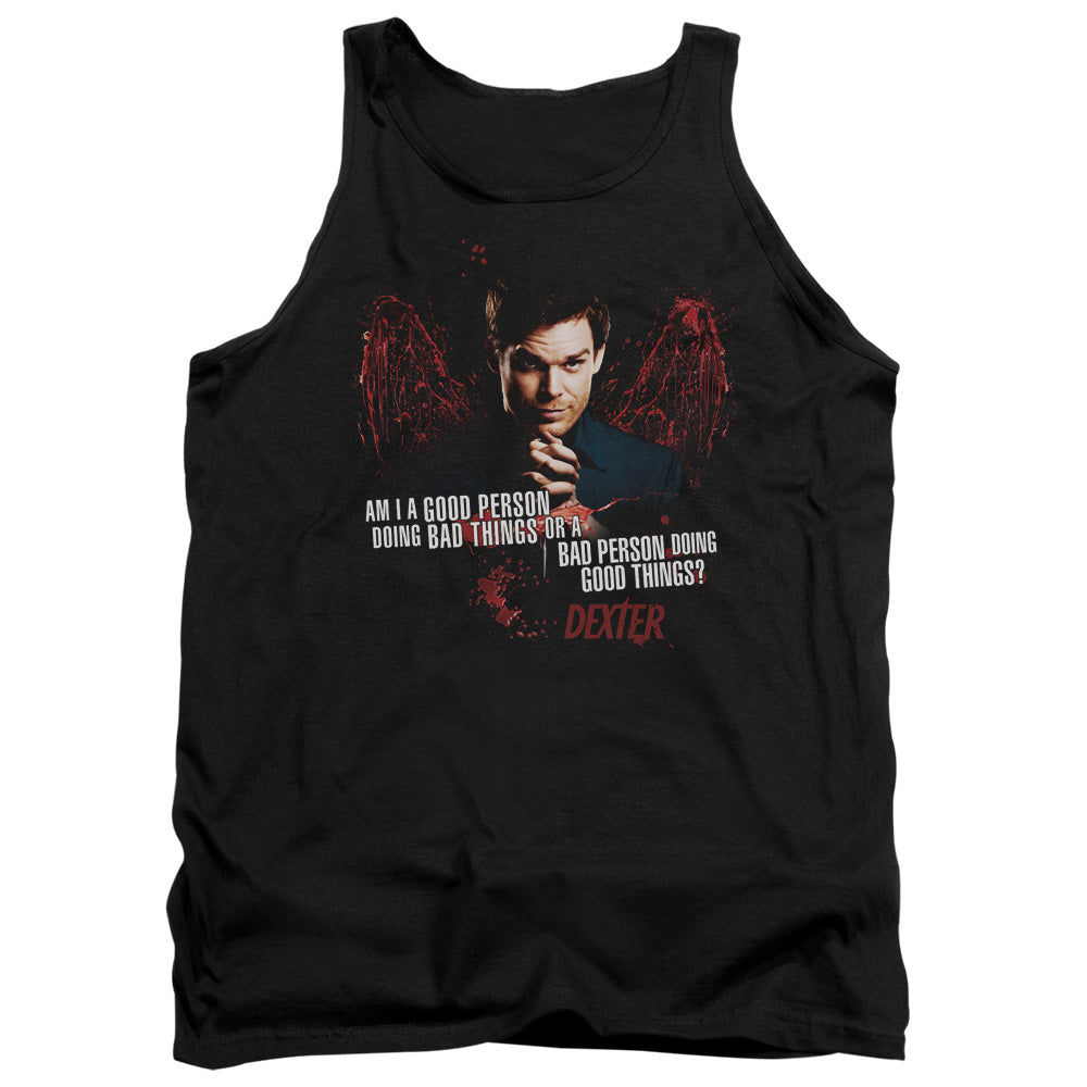 AN OFFCIALLY LICENSED DEXTER GOOD BAD ADULT UNISEX TANK TOP BLACK