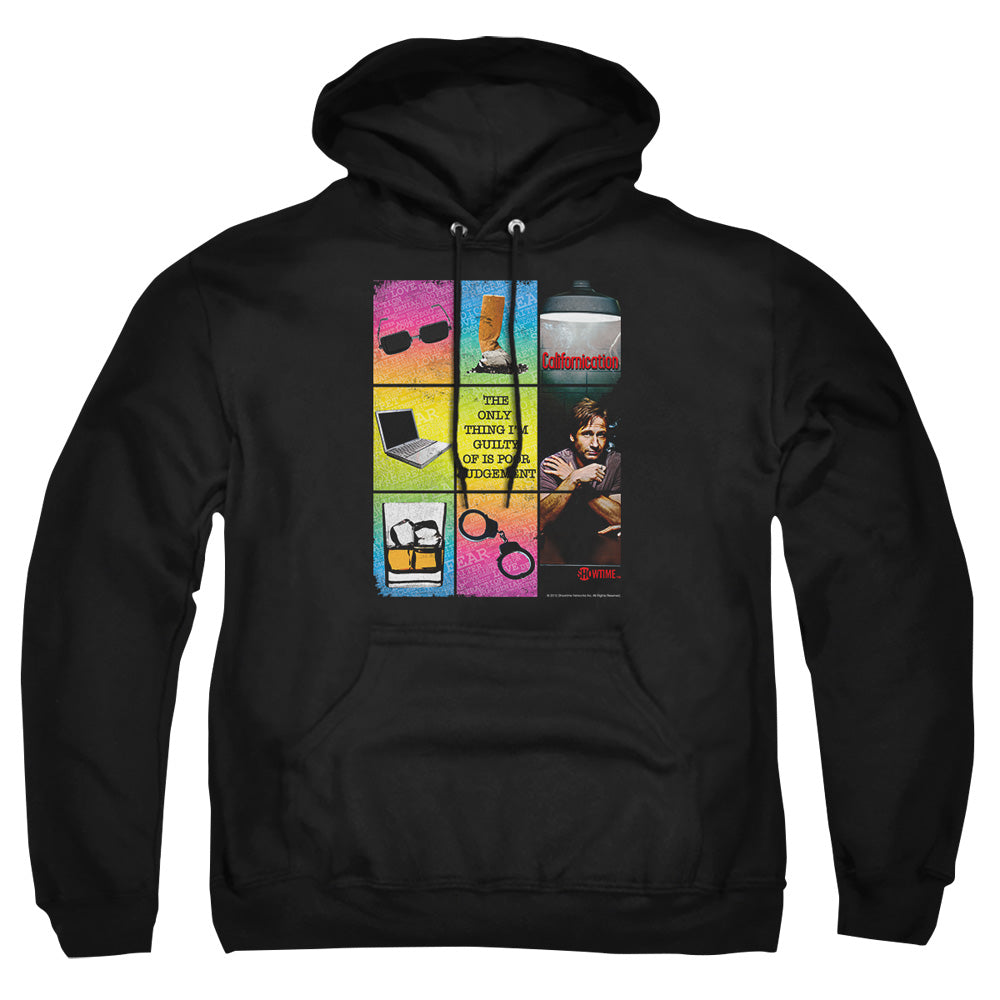 AN OFFCIALLY LICENSED CALIFORNICATION POOR JUDGEMENT ADULT UNISEX PULLOVER HOODIE BLACK