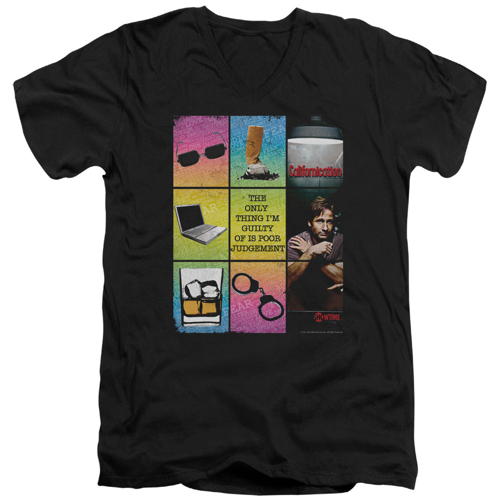 AN OFFCIALLY LICENSED CALIFORNICATION POOR JUDGEMENT MEN'S V-NECK T-SHIRT BLACK
