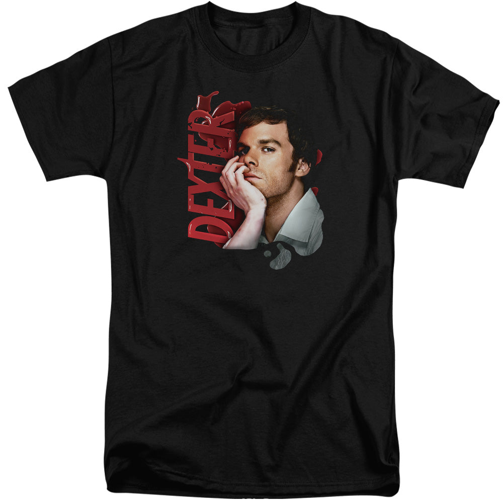 AN OFFCIALLY LICENSED DEXTER LAYERED MEN'S TALL FIT T-SHIRT BLACK
