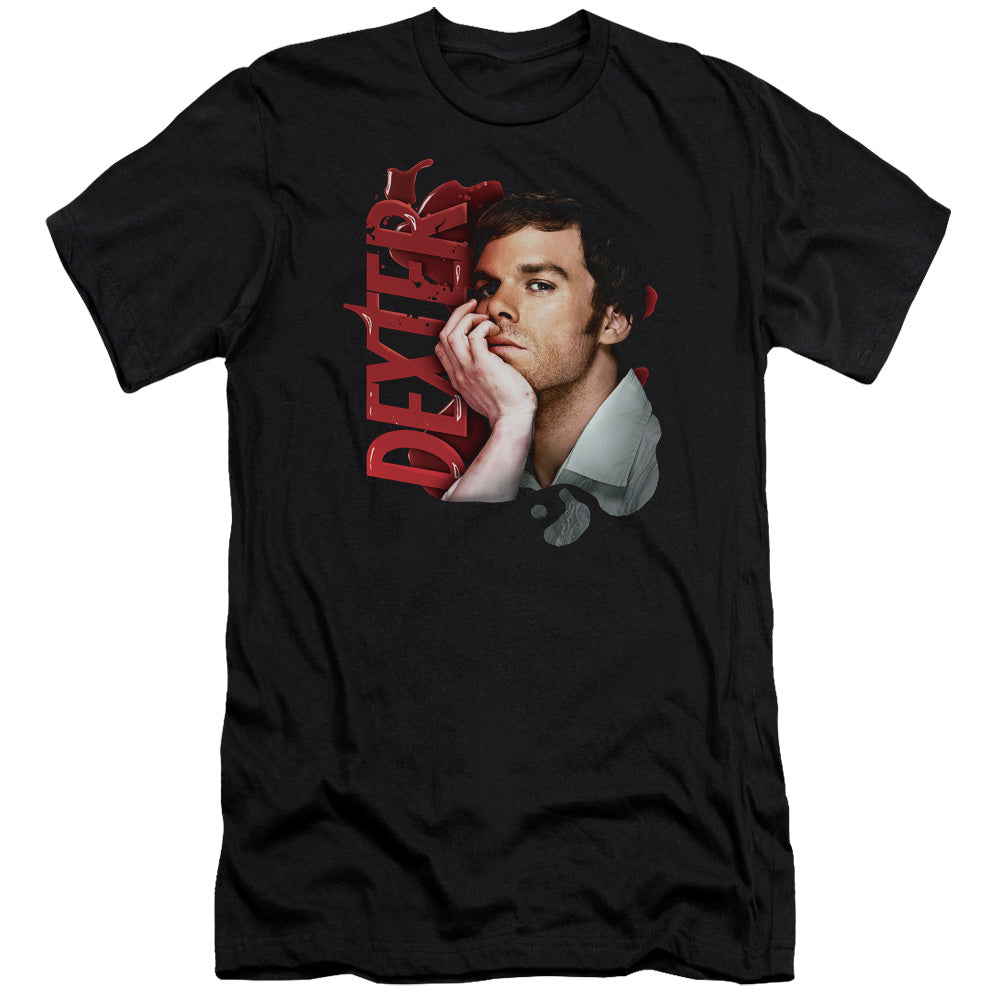 AN OFFCIALLY LICENSED DEXTER LAYERED MEN'S PREMIUM SLIM FIT T-SHIRT BLACK