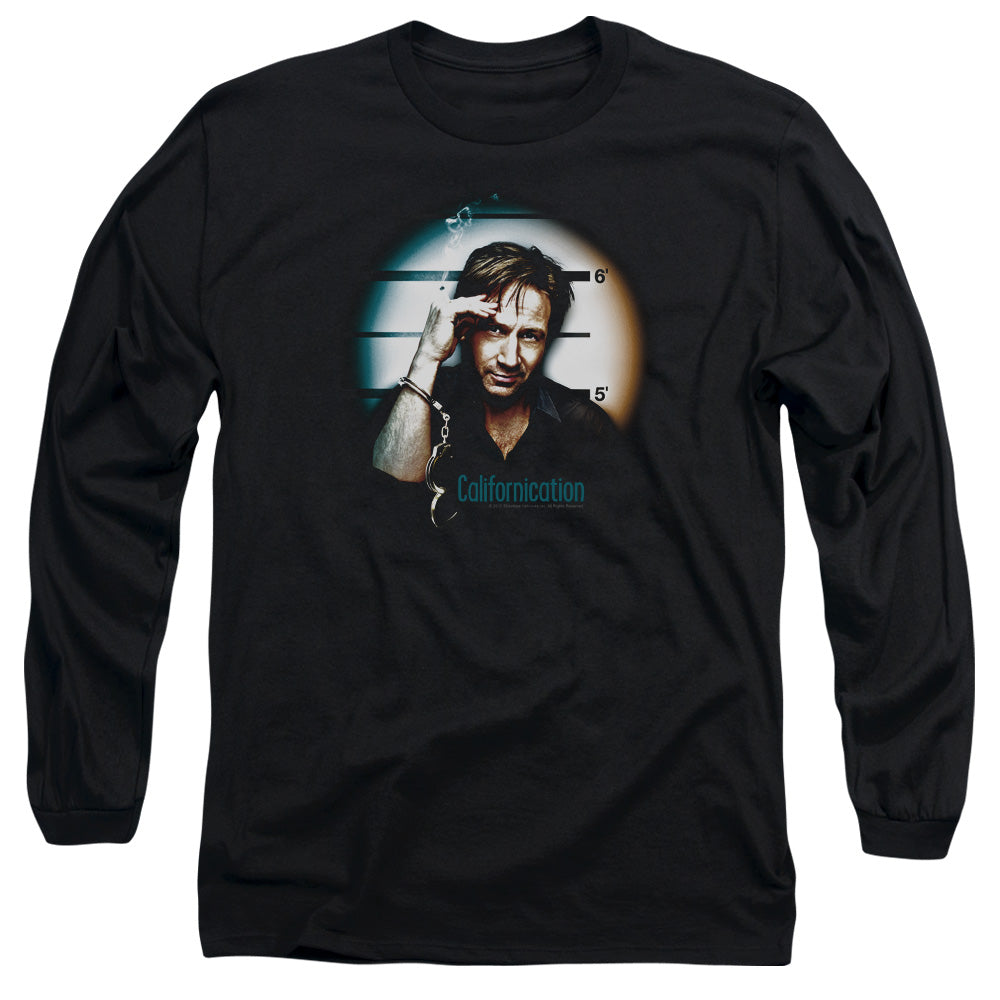AN OFFCIALLY LICENSED CALIFORNICATION IN HANDCUFFS MEN'S LONG SLEEVE T-SHIRT BLACK