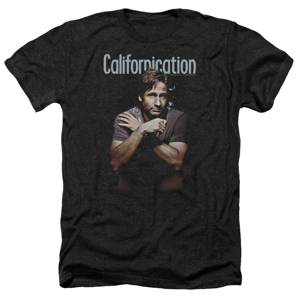 AN OFFCIALLY LICENSED CALIFORNICATION SMOKING MEN'S HEATHER T-SHIRT CHARCOAL