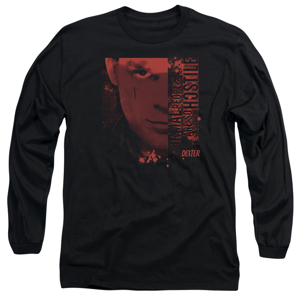 AN OFFCIALLY LICENSED DEXTER NORMAL MEN'S LONG SLEEVE T-SHIRT BLACK