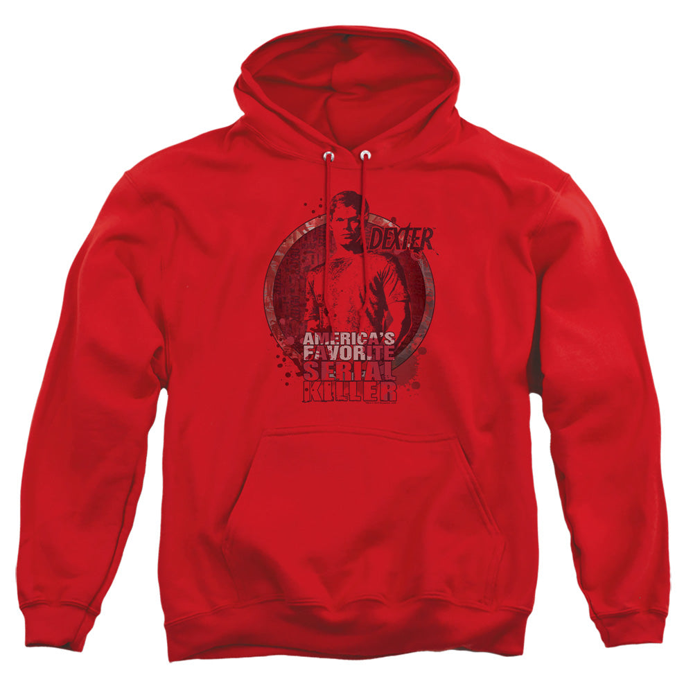 AN OFFCIALLY LICENSED DEXTER AMERICAS FAVORITE ADULT UNISEX PULLOVER HOODIE RED