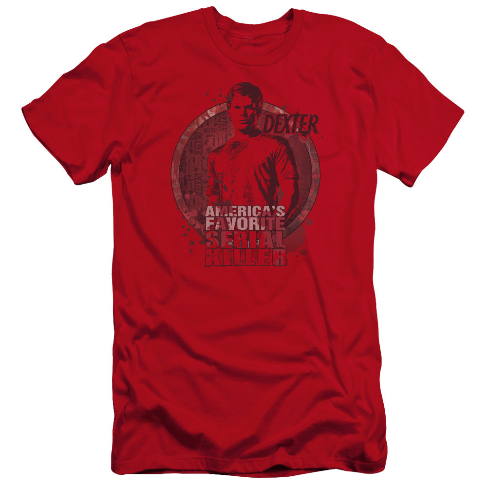 AN OFFCIALLY LICENSED DEXTER AMERICAS FAVORITE MEN'S PREMIUM SLIM FIT T-SHIRT RED
