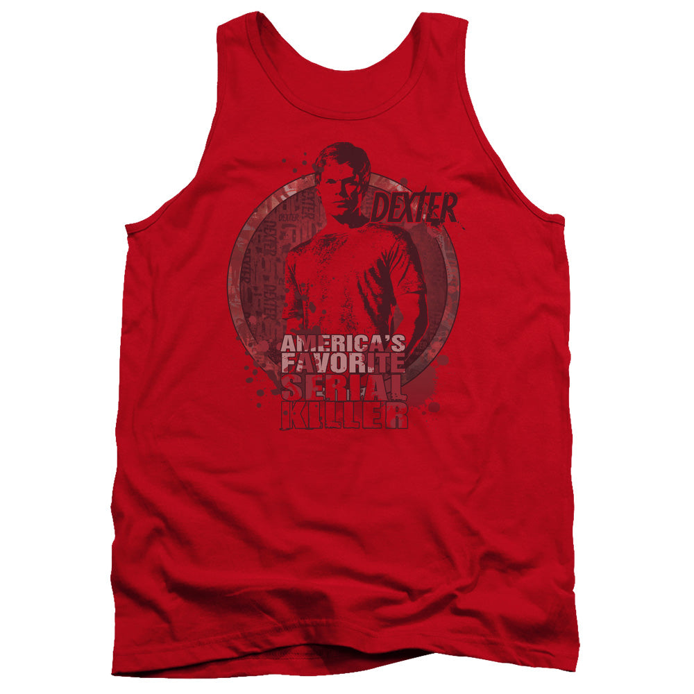 AN OFFCIALLY LICENSED DEXTER AMERICAS FAVORITE ADULT UNISEX TANK TOP RED