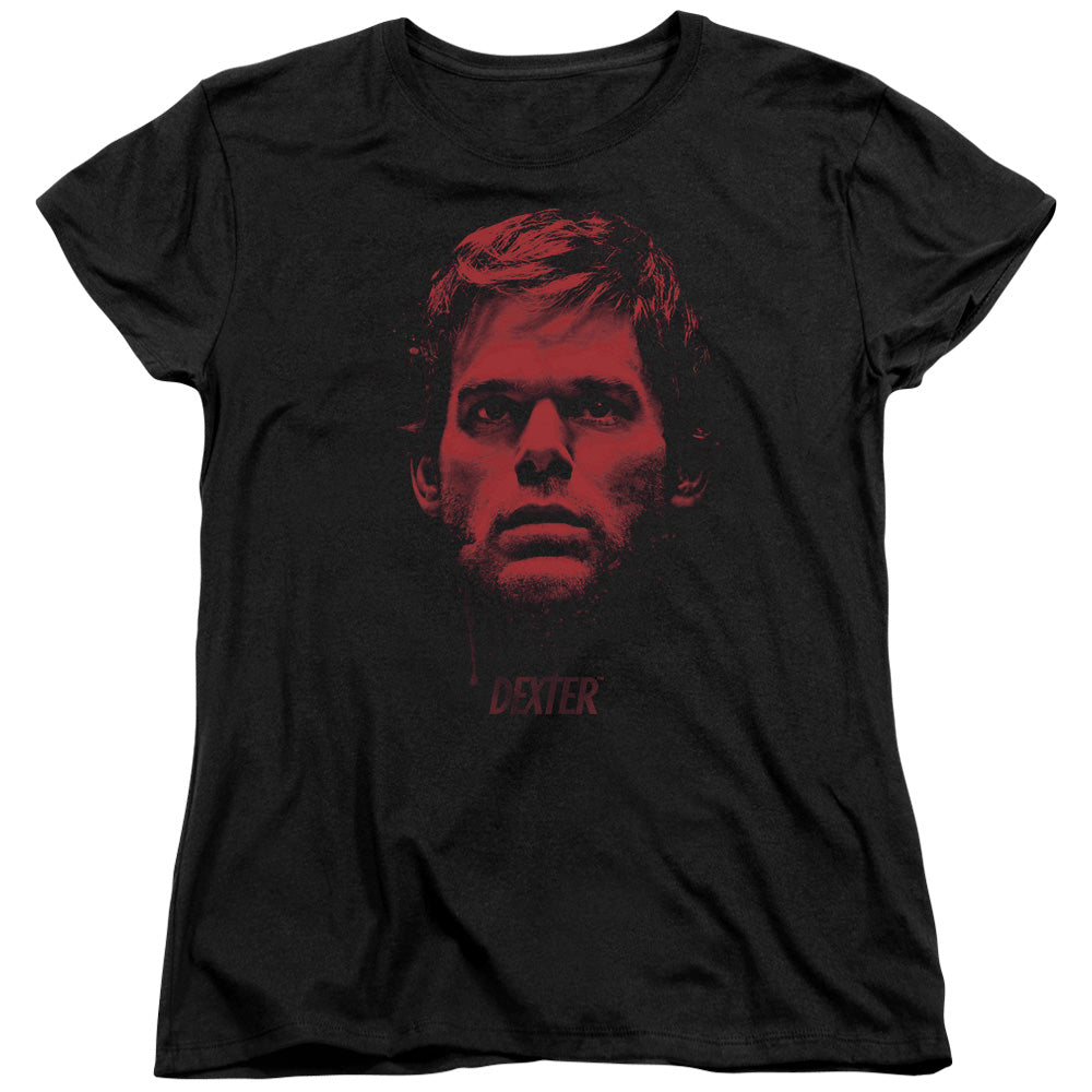 AN OFFCIALLY LICENSED DEXTER BLOODY FACE WOMEN'S REGULAR FIT T-SHIRT BLACK