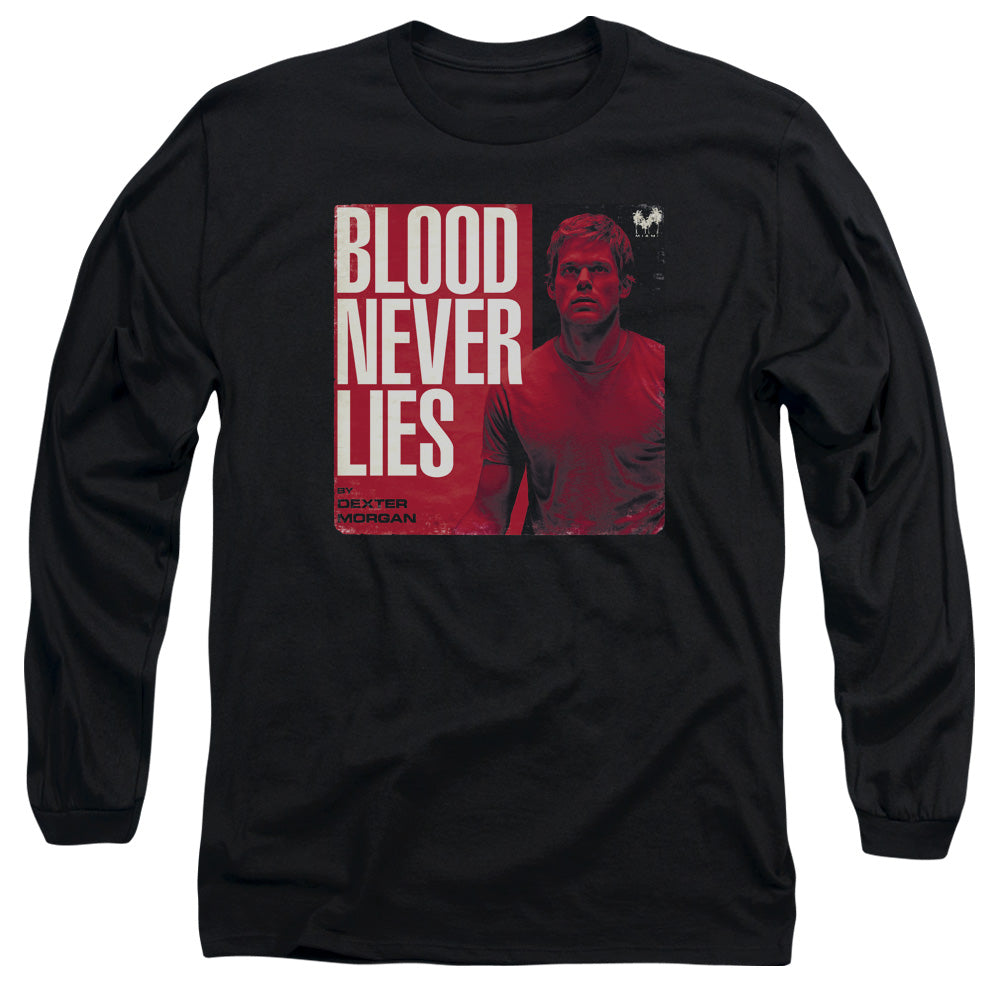 AN OFFCIALLY LICENSED DEXTER COVER MEN'S LONG SLEEVE T-SHIRT BLACK