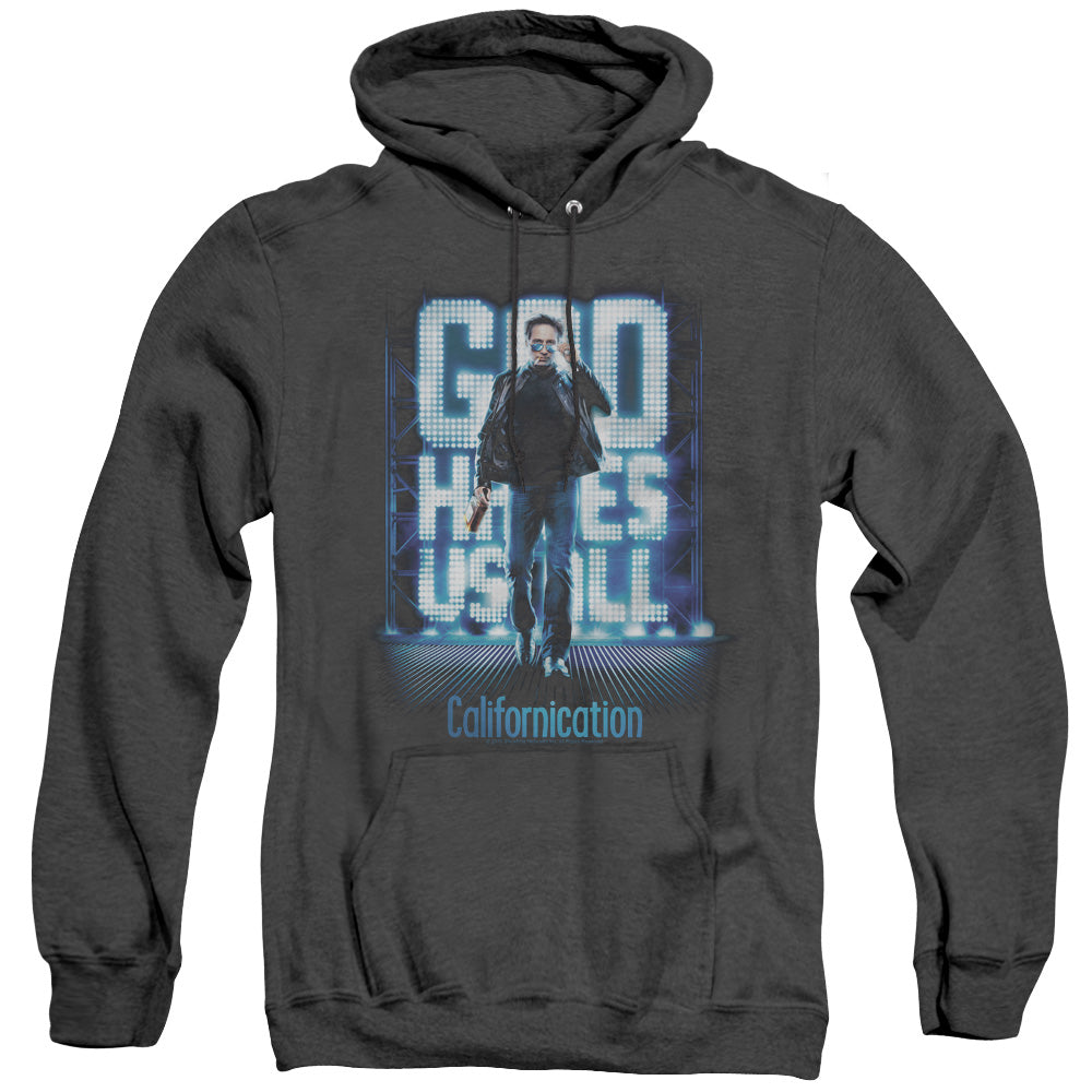 AN OFFCIALLY LICENSED CALIFORNICATION HIT THE LIGHTS ADULT UNISEX HEATHER PULLOVER HOODIE BLACK