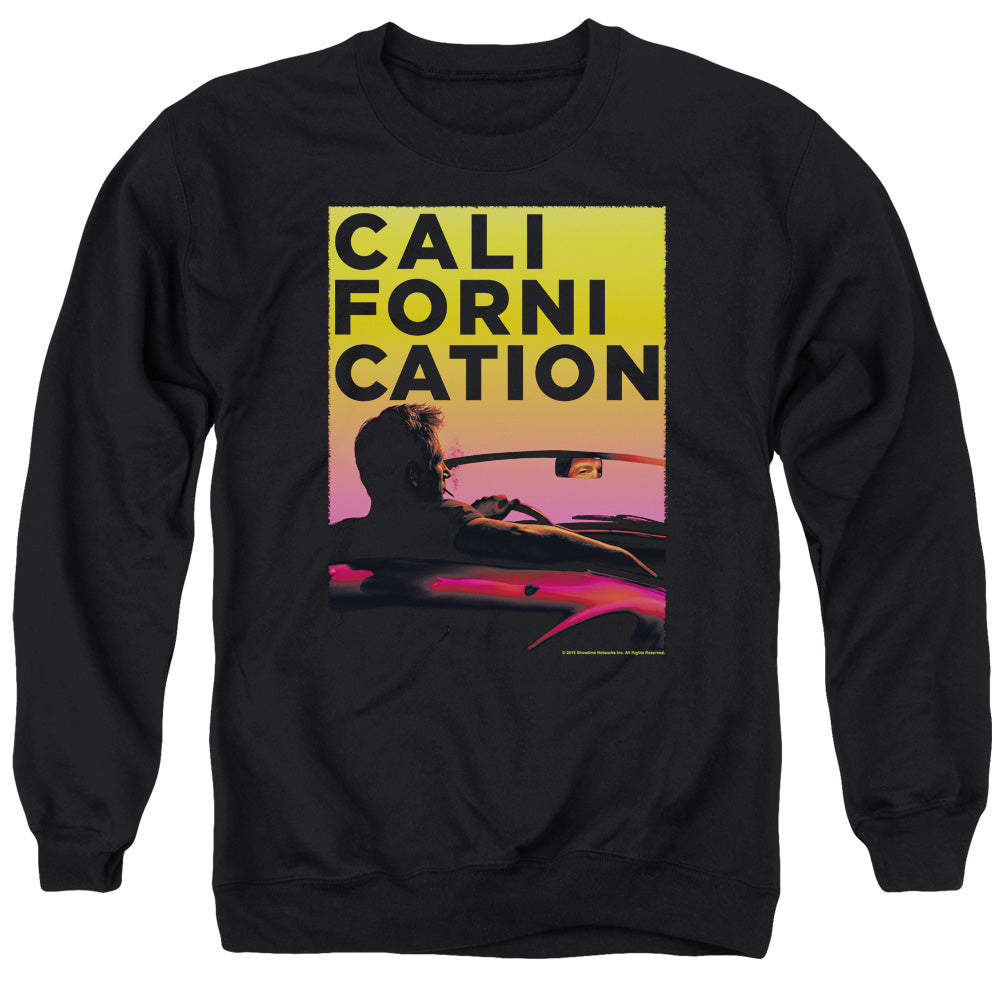 AN OFFCIALLY LICENSED CALIFORNICATION SUNSET RIDE ADULT UNISEX CREWNECK SWEATSHIRT BLACK