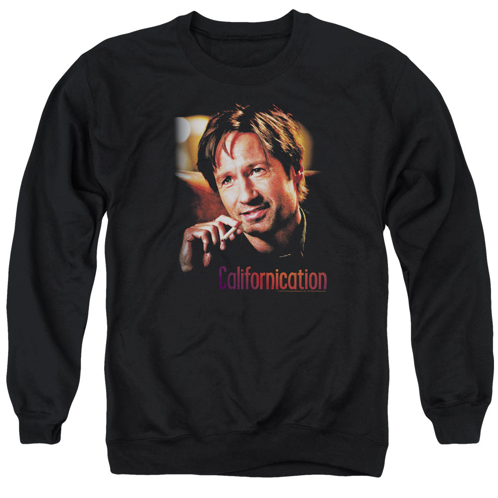 AN OFFCIALLY LICENSED CALIFORNICATION SMOKER ADULT UNISEX CREWNECK SWEATSHIRT BLACK