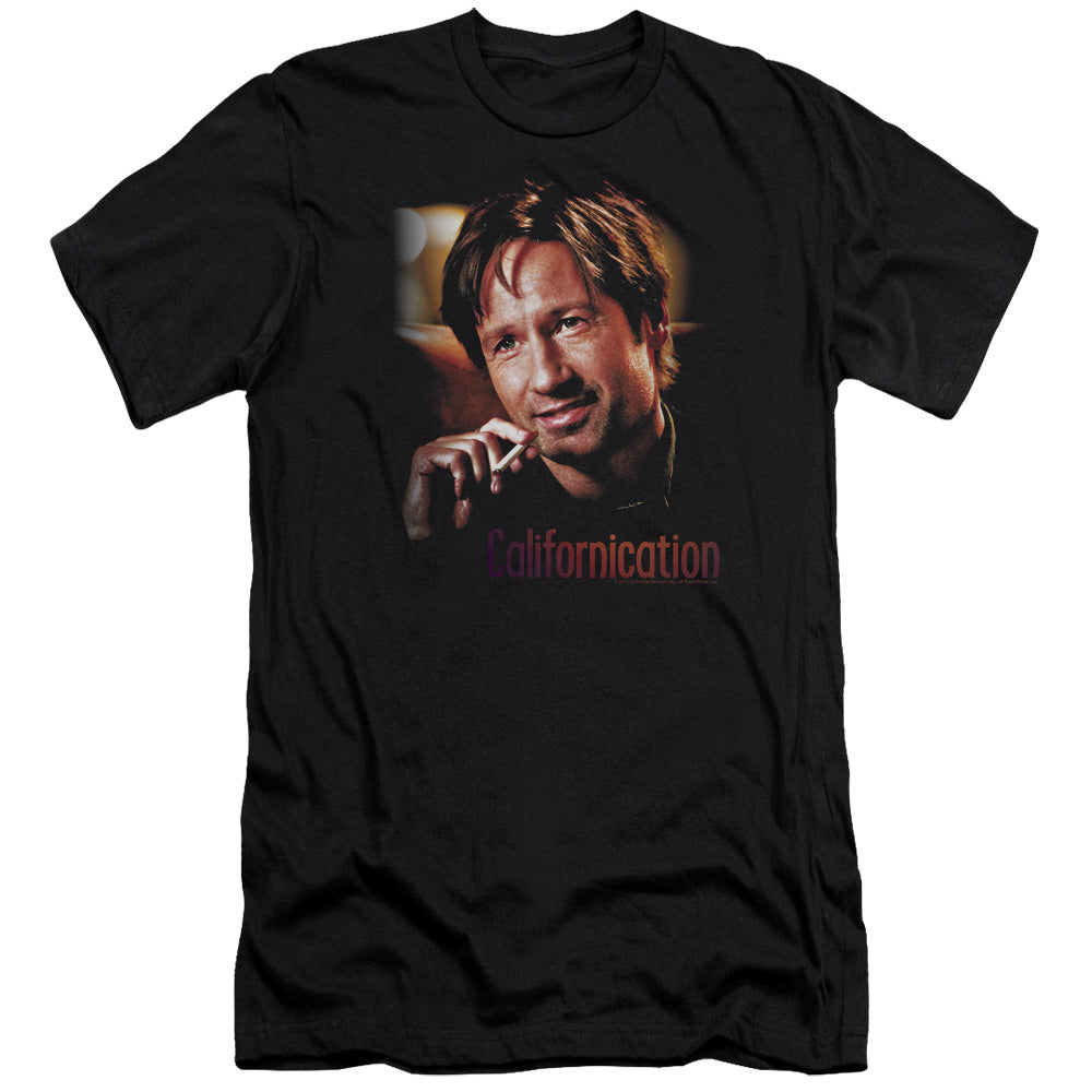 AN OFFCIALLY LICENSED CALIFORNICATION SMOKER MEN'S PREMIUM SLIM FIT T-SHIRT BLACK