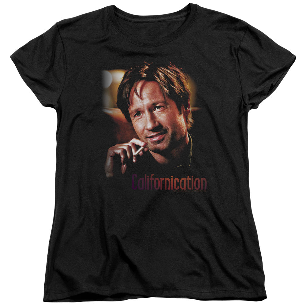 AN OFFCIALLY LICENSED CALIFORNICATION SMOKER WOMEN'S REGULAR FIT T-SHIRT BLACK