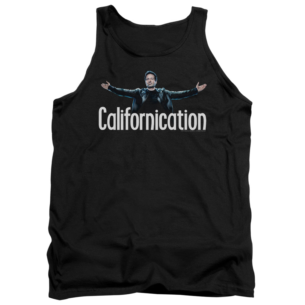 AN OFFCIALLY LICENSED CALIFORNICATION OUTSTRETCHED ADULT UNISEX TANK TOP BLACK
